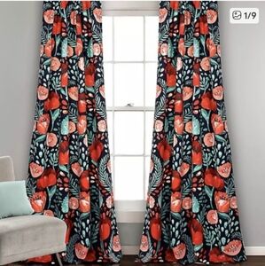 Half Moon Lush Poppy Garden Room Darken Insulated Curtains